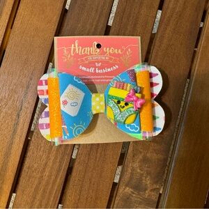 NWOT/ Handmade Back to school faux Leather Crayon Hair Bow